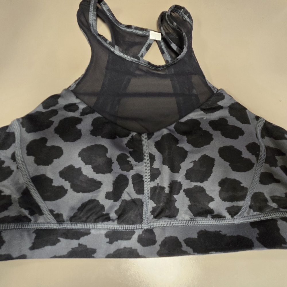 Lululemon Meshed Up Gray and Black Leopard Print Sports Bra